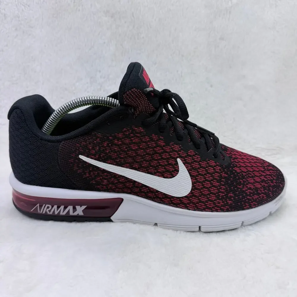Nike Air Max Sequent 2 Mens Running Sneakers Black White Red Size 10